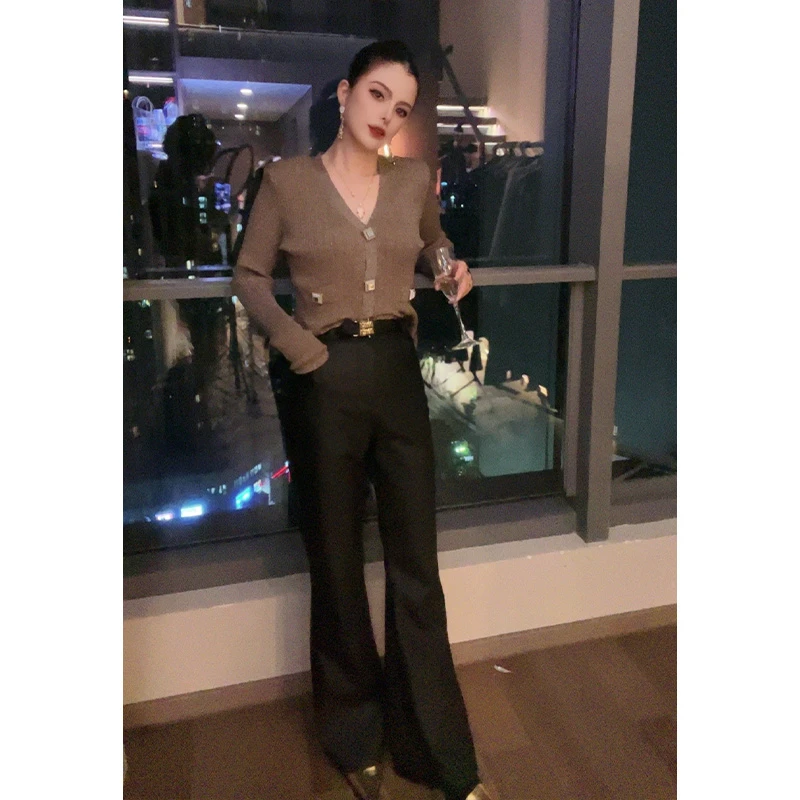 （特价）高腰光板微喇叭皮裤K26625