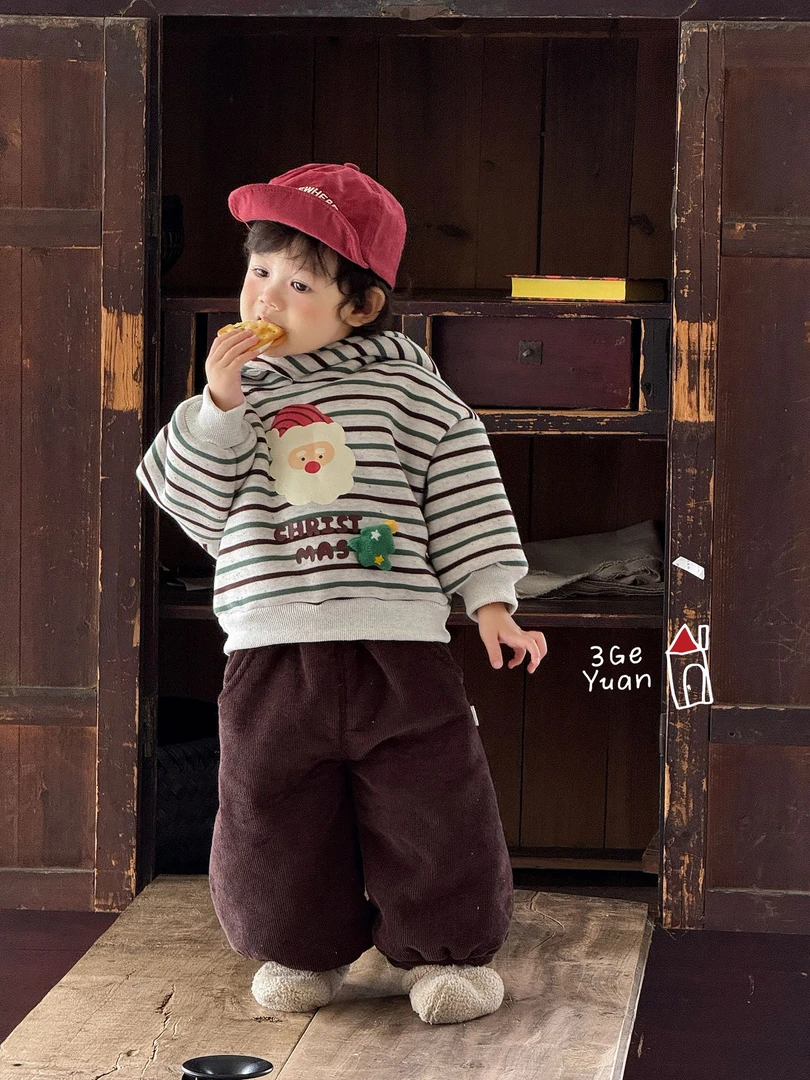 三个院2025年款条纹圣诞老人连帽卫衣+裤子