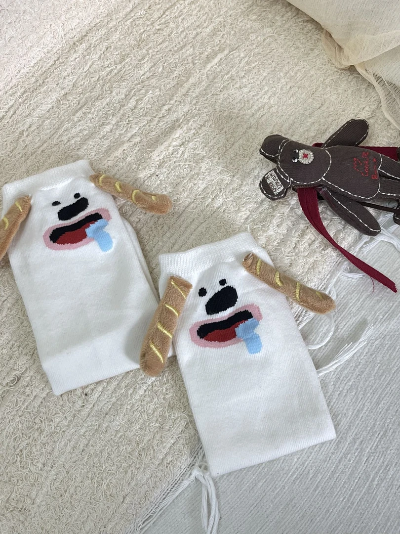 可爱小童汉堡薯条袜子 小狗袜子 1-3岁能穿 宝宝袜子