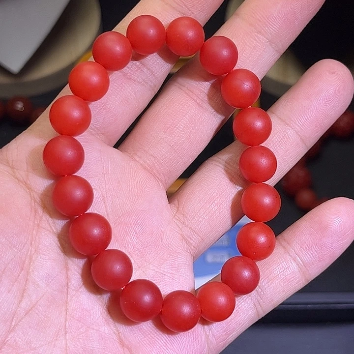南红玛瑙未镶嵌手链10磨砂瑕