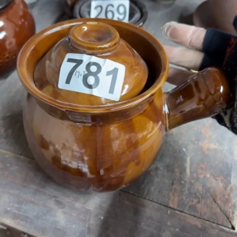 泥塑磁州窑出口尾货土砂锅一只