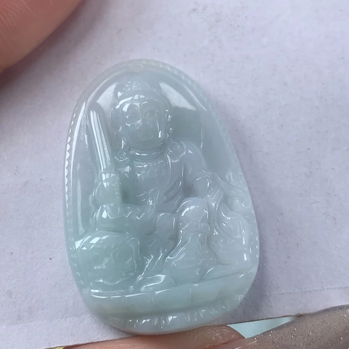 颈饰未镶嵌翡翠文殊菩萨吊坠