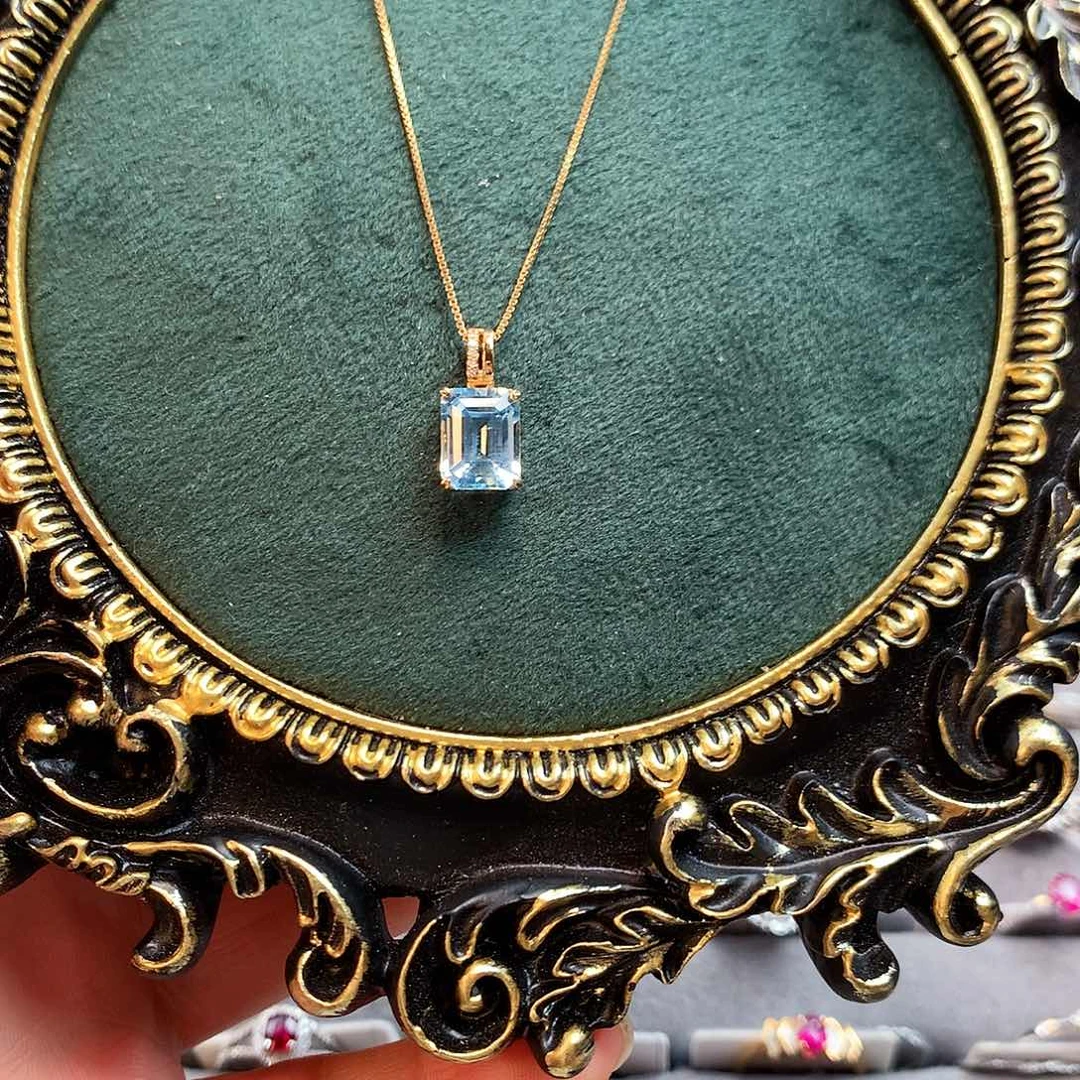 吊坠(不含链)18K金镶嵌托帕石