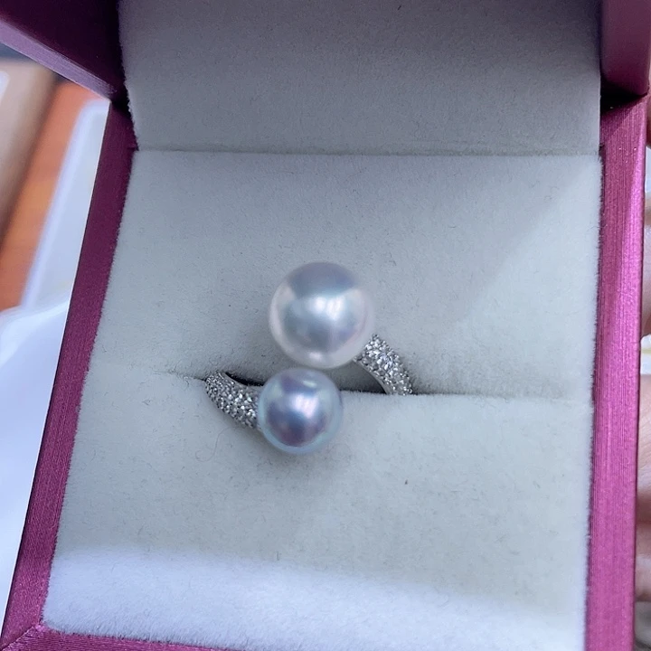 海水珍珠戒指银S925镶嵌（**）一个淡水