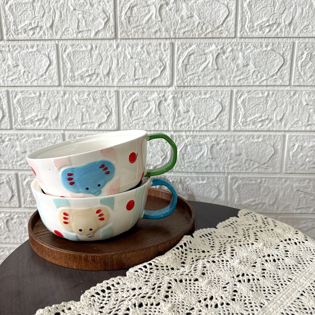 大象碗泡面碗陶瓷面碗汤碗6.3英寸800 ml 不带盖不带托盘