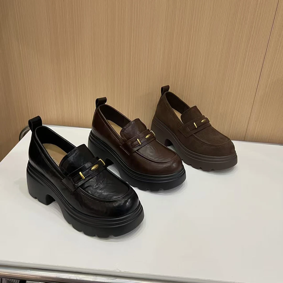 增高8CM  秋季新款时尚百搭厚底内增高休闲乐福鞋p086