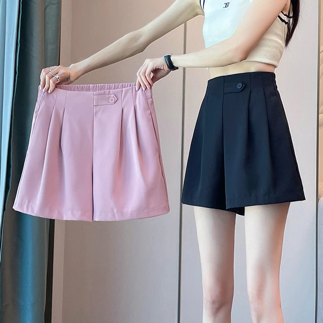 西装短裤女高腰夏季薄款2025新款冰丝阔腿裤夏款宽松显瘦休闲热裤