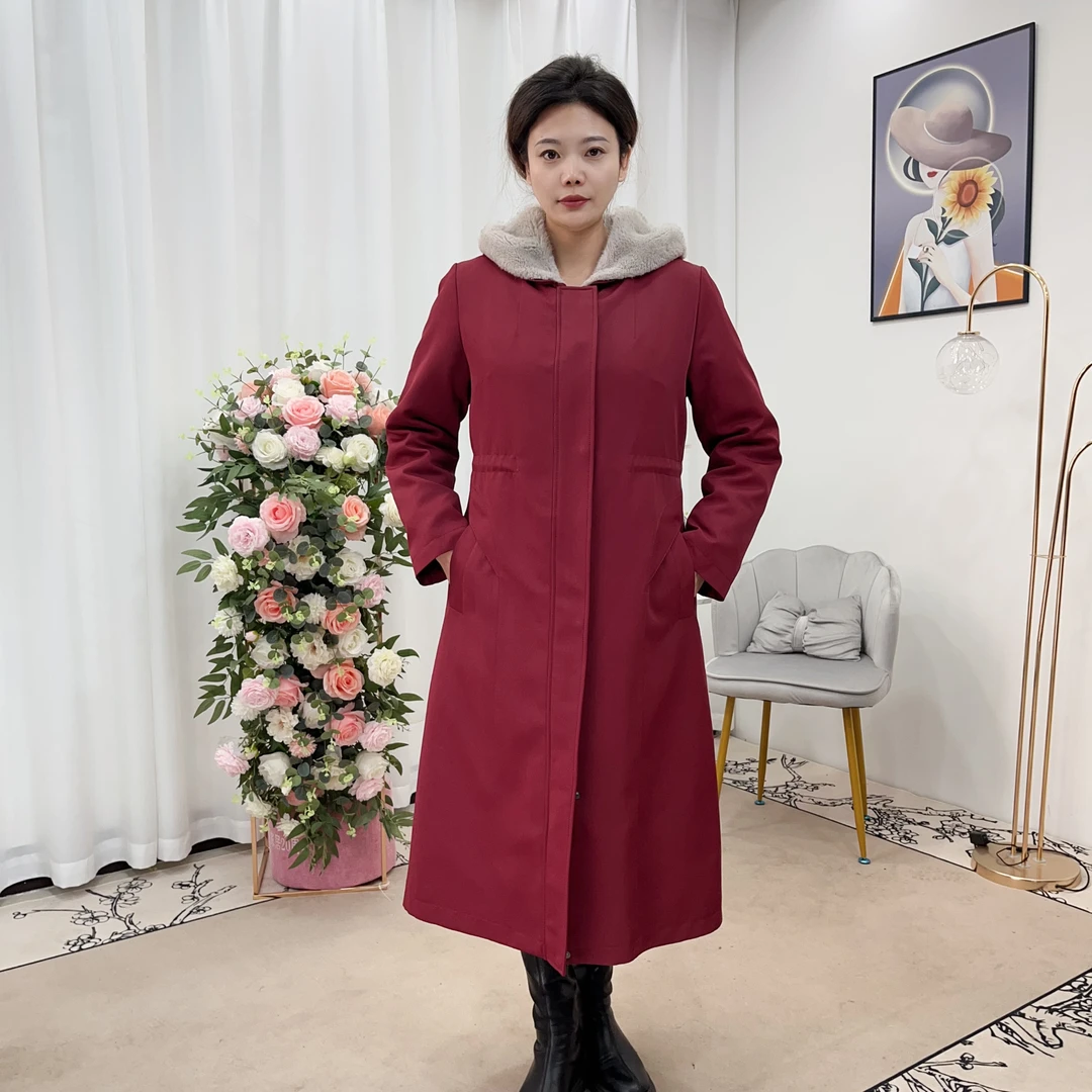 【长款】冬季保暖貂绒派克服中老年女款加厚可拆卸轻奢品连帽外套