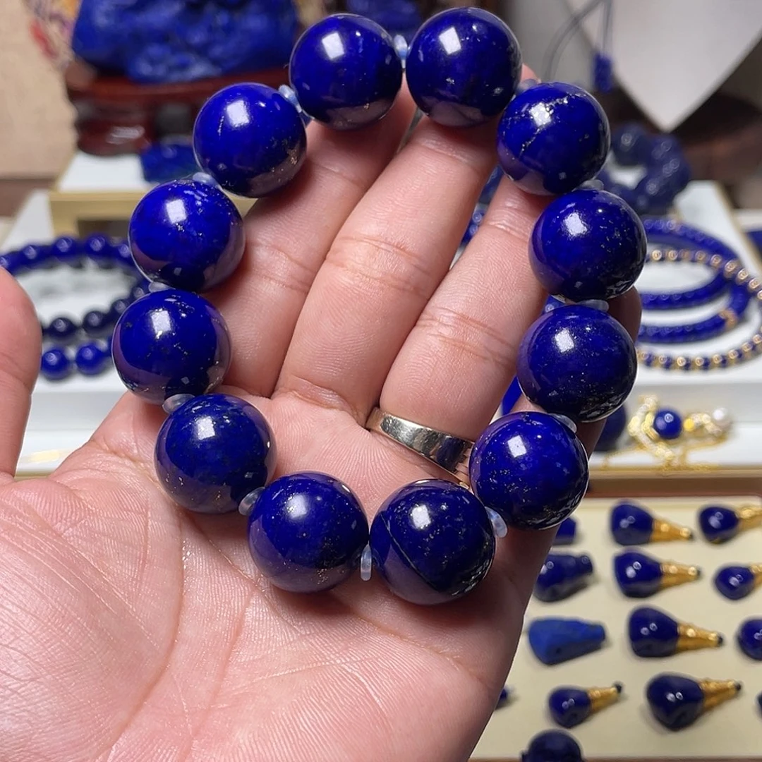 馨***如青金石未镶嵌精品紫药水19mm手串