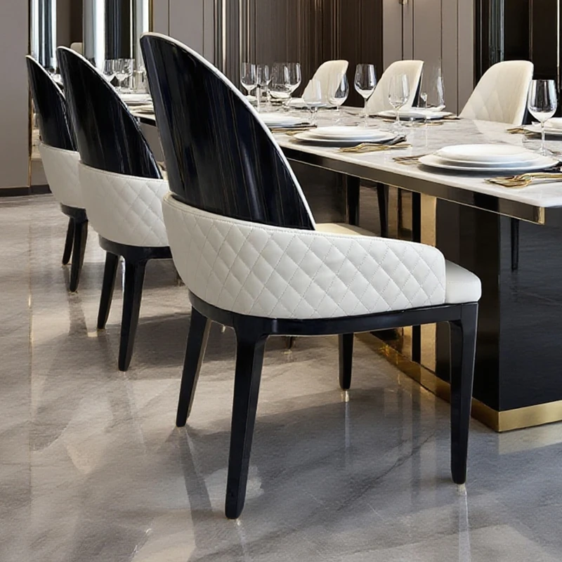奢华高端餐桌椅舒适高端意式轻奢烤漆实木餐椅大平层豪宅高定餐椅