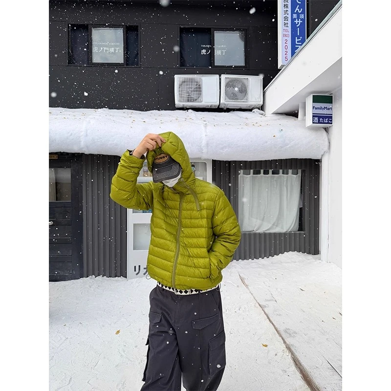 艺尙美式排骨纹连帽轻薄羽绒服男女冬季防寒保暖宽松休闲百搭外套