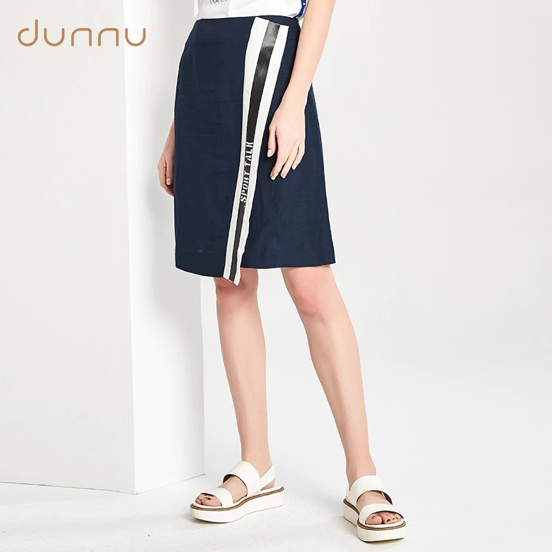 dunnu敦奴短款女士半身裙休闲撞色宽松潮流半裙不规则