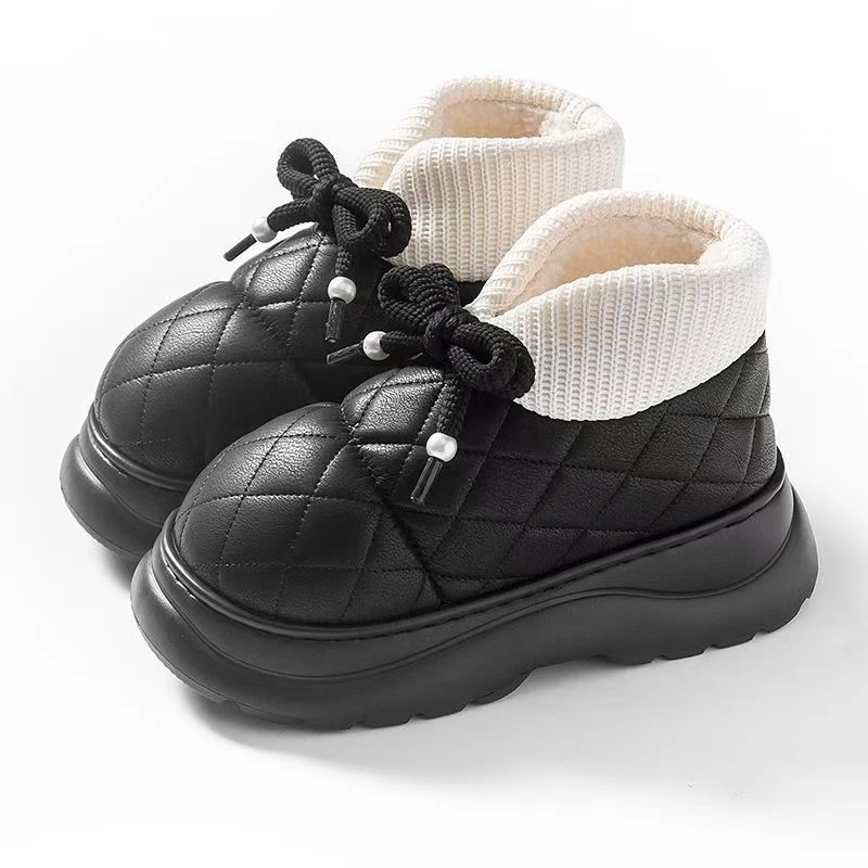 冬季棉鞋女款加厚保暖坡跟厚底舒适增高外穿流行棉鞋高帮全包跟拖