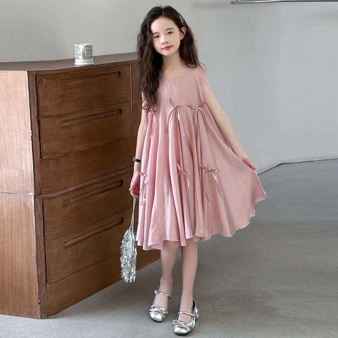 女童夏装连衣裙2025新款夏季女孩中大童休闲洋气吊带裙时尚公主裙
