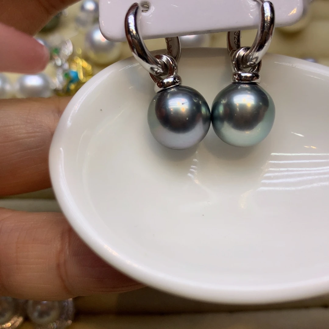 银S925镶嵌耳饰海水珍珠