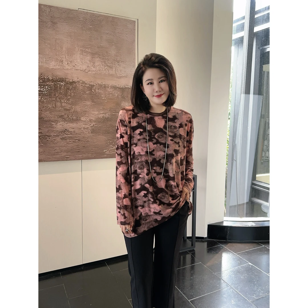 微胖女装【花满枝】玻璃纱领花朵防晒T恤夏季新款显瘦上衣6606