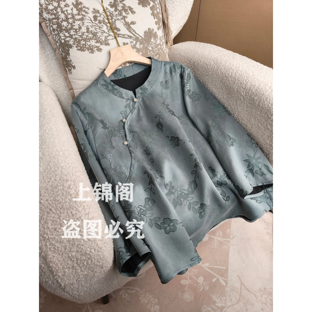 182新中式斜襟立领不规则下摆上衣气质中国风复古时尚插肩女装