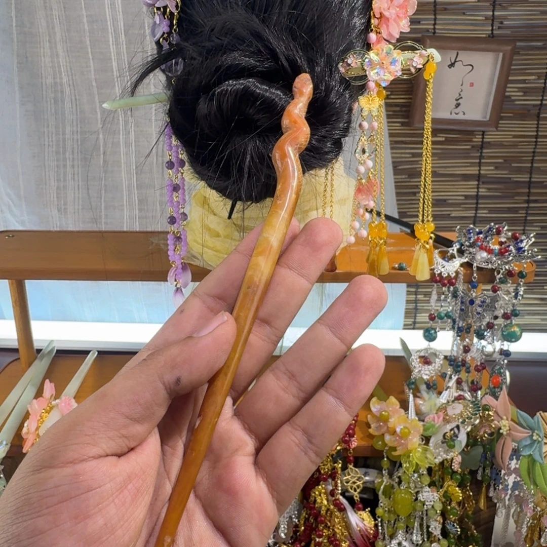蛇纹石玉合金发饰