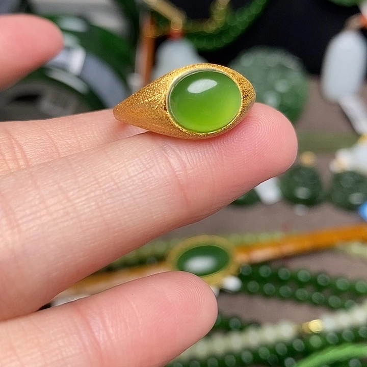 和田玉银S925镶嵌戒指