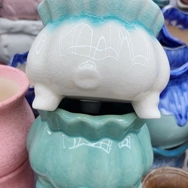 多肉绿植陶瓷花盆9.9包邮，有孔