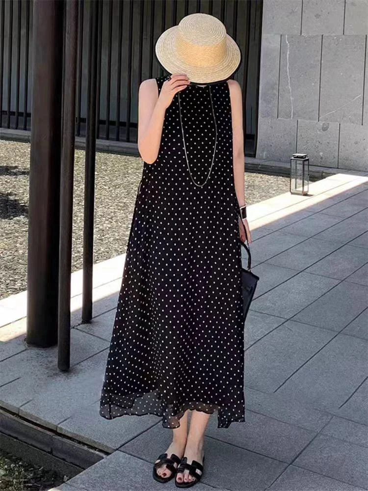 【洪臻】夏季新款轻薄款气质波点连衣裙D1292