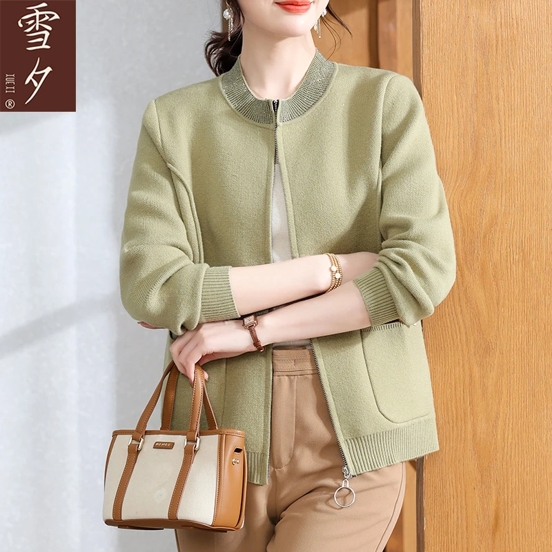 妈妈春装2025新款洋气外套短款上衣中老年女针织薄款毛衣开衫外套