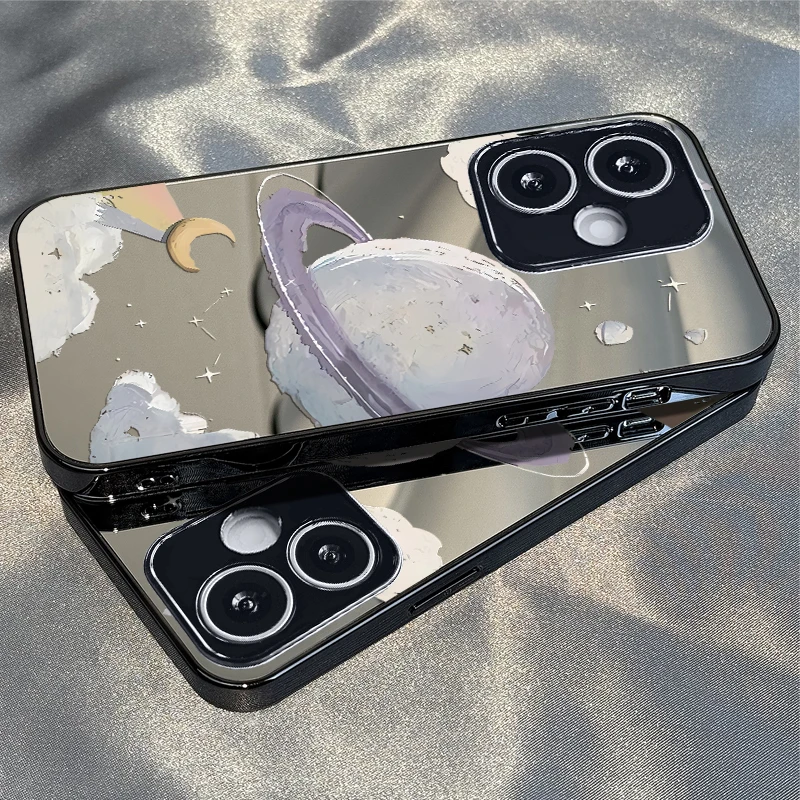 月亮行星适用荣耀400手机壳300新款防摔200镜面支架100外壳保护套