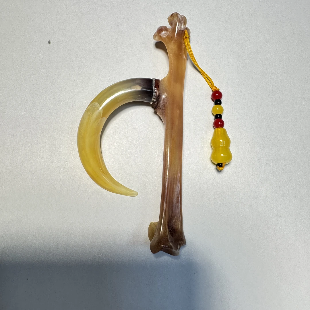 鸡爪骨工艺品,单只黄色蹬弯钩