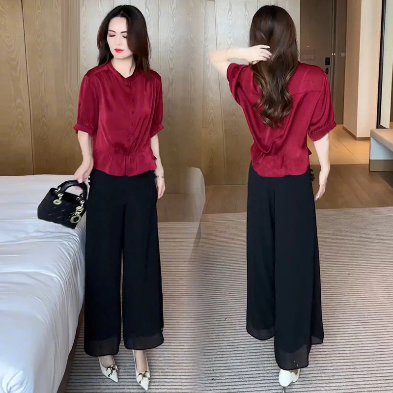 遮肚子宽松显瘦衬衫女士2025夏季新款设计感立领衬衣中袖小衫上衣