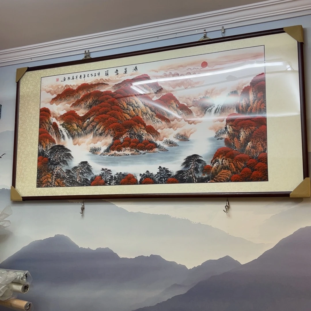 国画四尺鸿运当头画框174×84