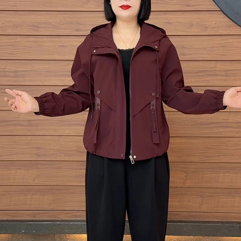 网红秋新款连帽长袖保暖时尚洋气显瘦宽松遮肉加厚防风面料外套女