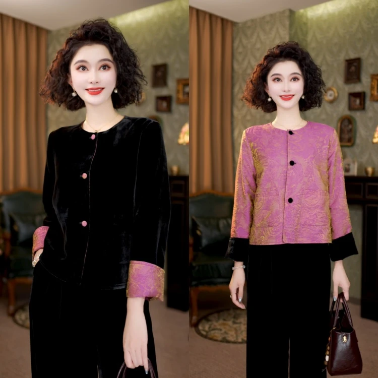 【双面穿】100%真丝丝绒新款小香风时尚新中式国风外套LYGWT2126