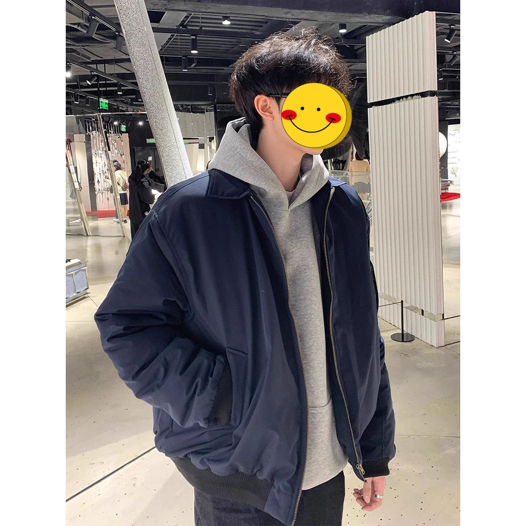 飞行夹克棉服男款cleanfit冬季男生穿搭短款棉衣痞帅翻领夹棉外套