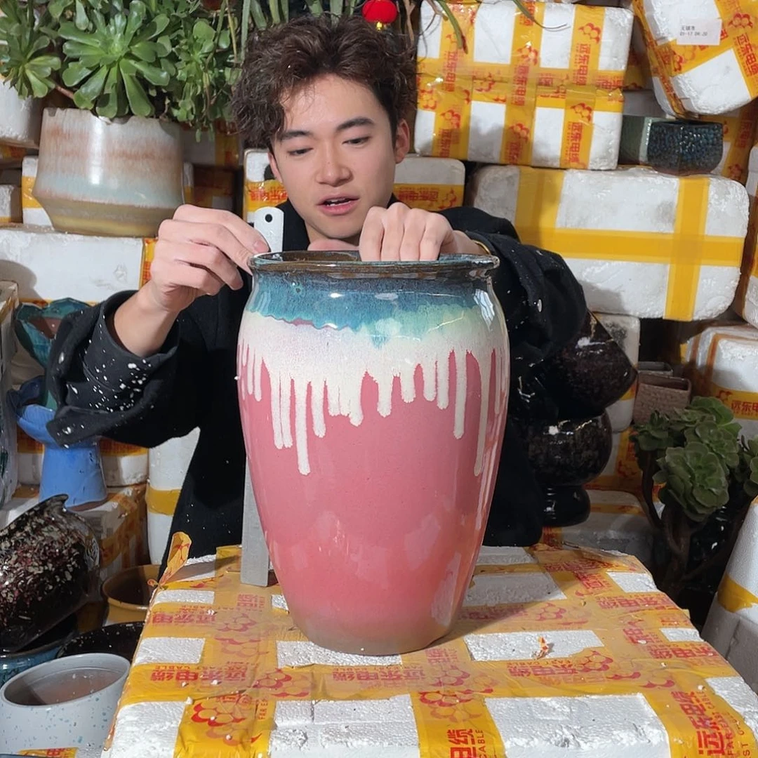 无铅玻璃宜兴紫砂花盆