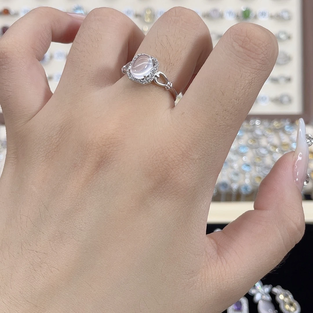 戒指芙蓉石银S925镶嵌