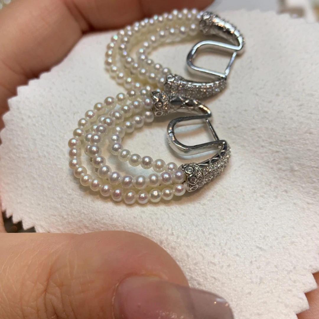 淡水珍珠耳饰银S925镶嵌