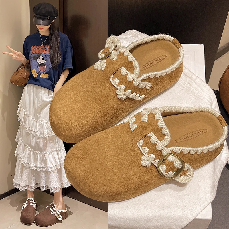 复古厚底内增高包头拖鞋女外穿2025秋季新款一脚蹬懒人勃肯鞋半拖