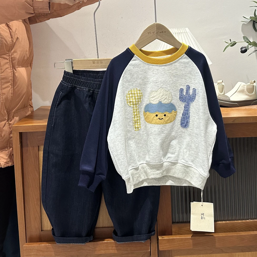 儿童春季宽松版厨具贴布圆领卫衣88073
