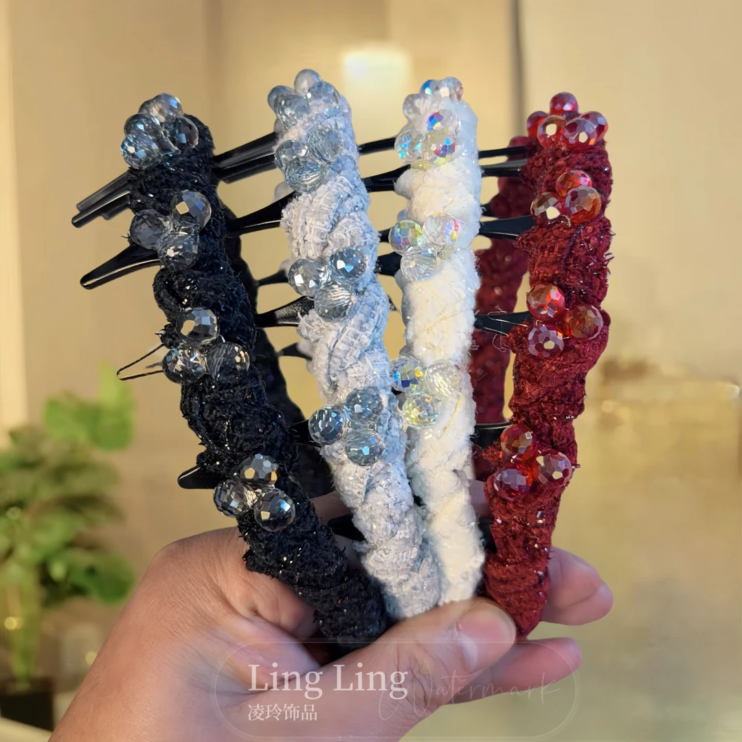 2025新品气质小香风面料亮闪发箍增高颅顶显发量多百搭时尚头箍