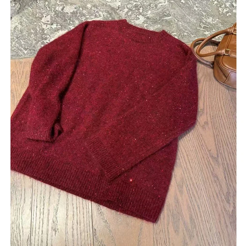 【红丝满天星】新年潮牌氛围巨美亮片！特别纱线毛衣女FFQ5119