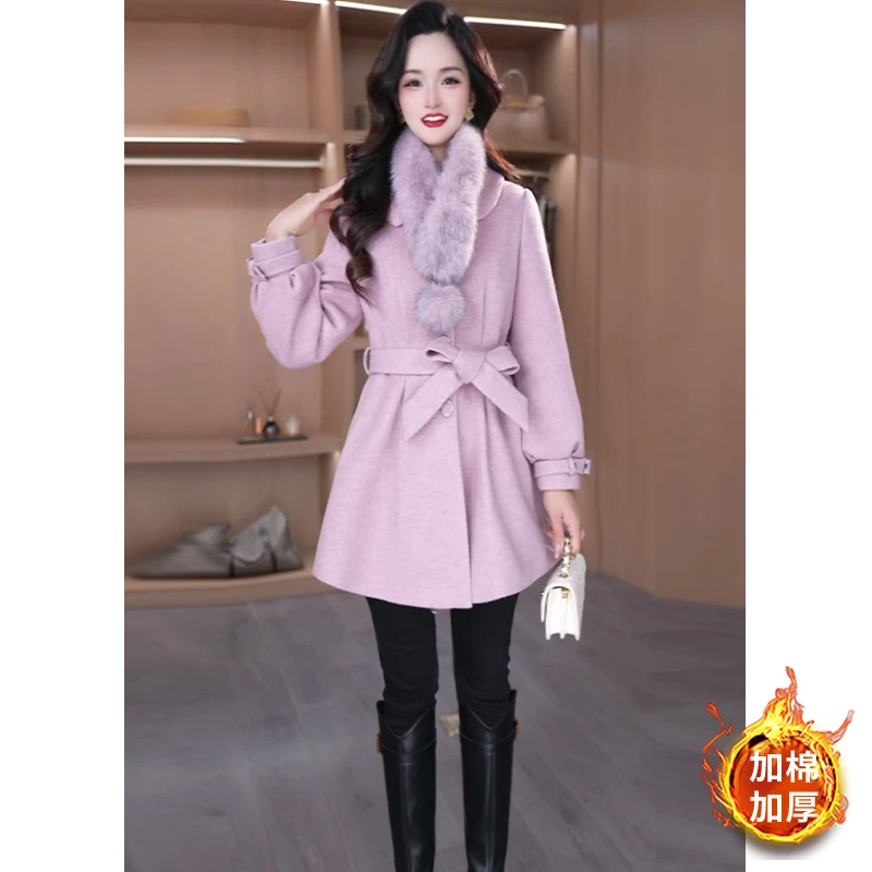 优雅新款气质时尚大气减龄休闲收腰显瘦韩版加棉外套29282