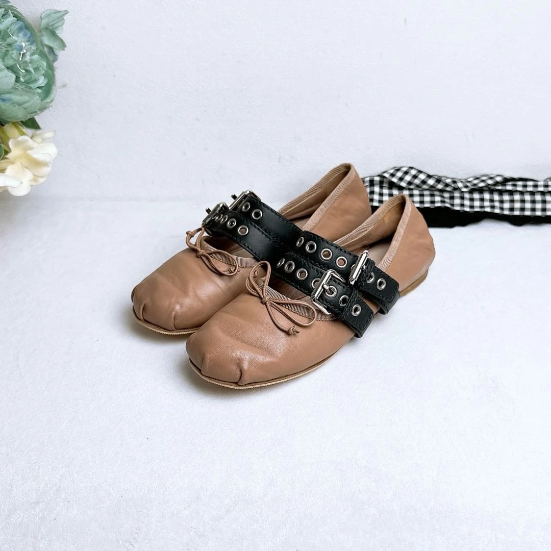 95新/Miumiu/缪缪/芭蕾舞鞋/36.5码/Xspk2004