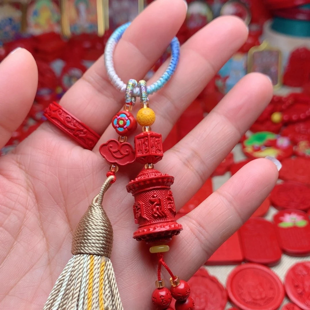 天然辰砂工艺品朱砂钥匙扣