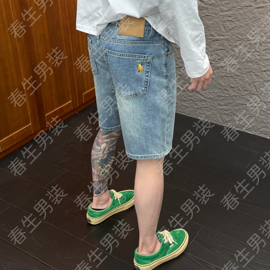 2025春季新款时尚休闲百搭净版刺绣男士牛仔短裤8116