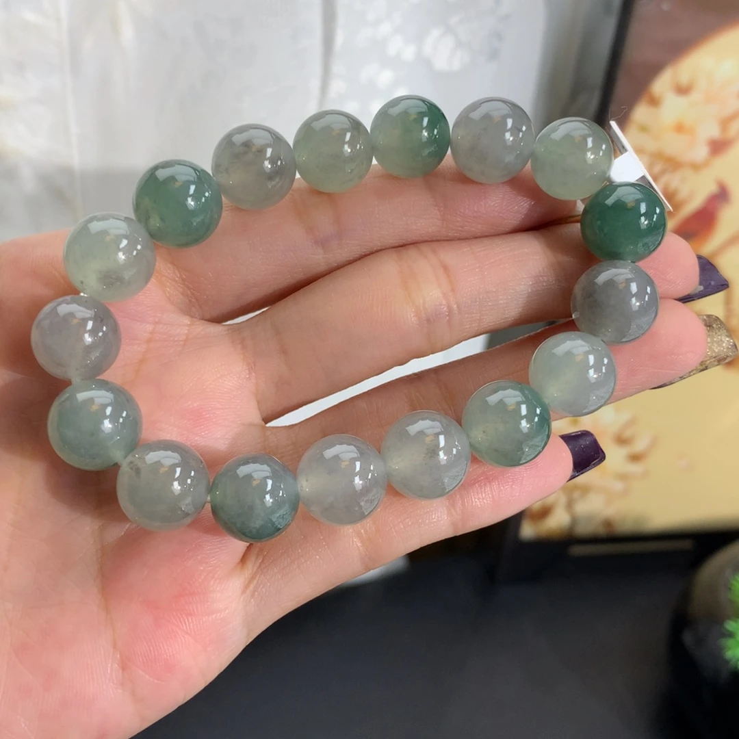 宁***檬翡翠未镶嵌手串卡11-11.6冰胶乌鸡手串