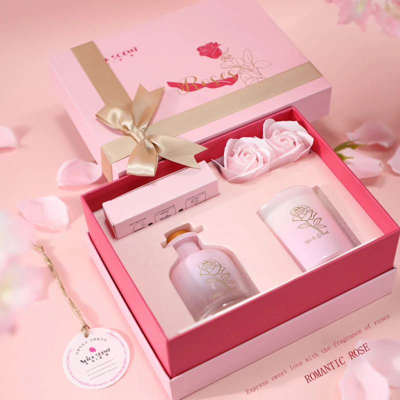 浪漫无烟香薰蜡烛礼盒套装结婚伴娘礼品高级感粉色香氛女生礼物SF