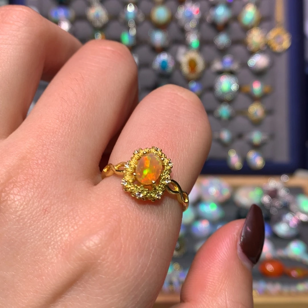 银S925镀金镶嵌欧泊戒指款式