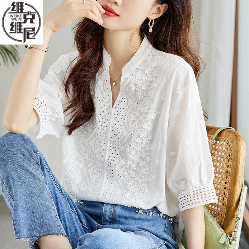 设计感白色衬衫女2025新款夏季领套头时尚优雅通勤气质纯女上衣