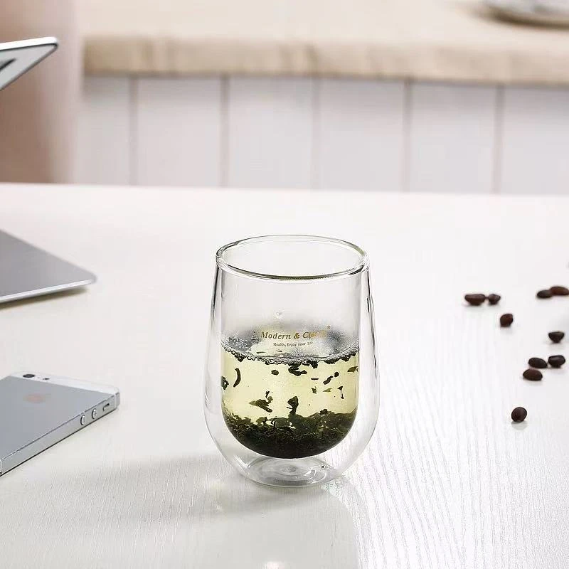 【佰乐美专属】果汁玻璃水杯男女士咖啡杯家用双层隔热牛奶水杯