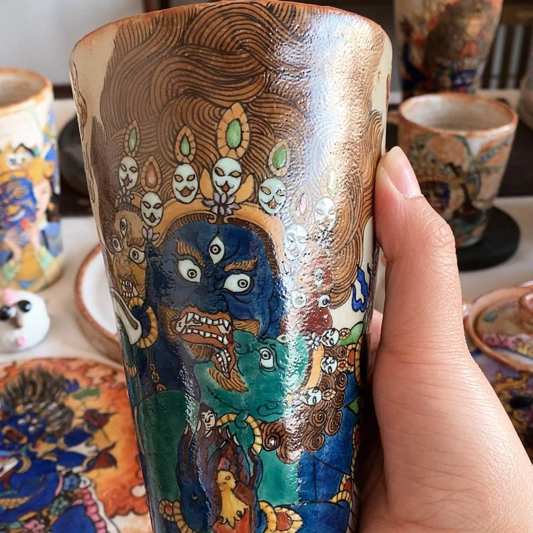 手工手绘普巴金刚茶杯